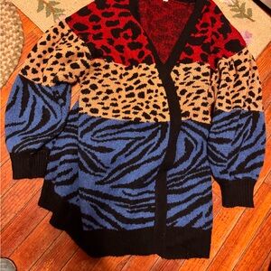 Colorful Animal Print Women's Cardigan